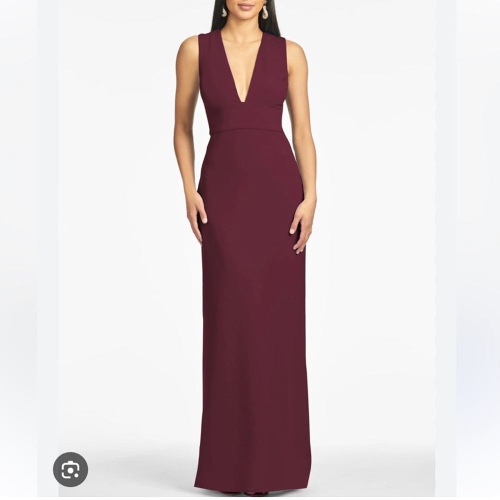 Sachin & Babi Deep Wine Loretta Plunge Neckline Dress / Gown - Reemoly
